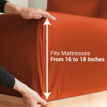(Rust/Orange, King) Extra Deep Fitted Sheets 40cm Bedsheet Single Double King & Super King