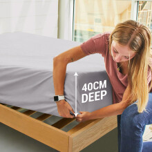 (Silver, Double) Extra Deep Fitted Sheets 40cm Bedsheet Single Double King & Super King