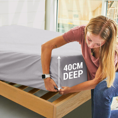 (Silver, King) Extra Deep Fitted Sheets 40cm Bedsheet Single Double King & Super King 2