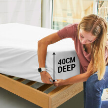 (White, Double) Extra Deep Fitted Sheets 40cm Bedsheet Single Double King & Super King