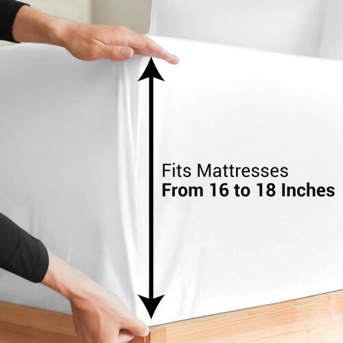 (White, King) Extra Deep Fitted Sheets 40cm Bedsheet Single Double King & Super King 1