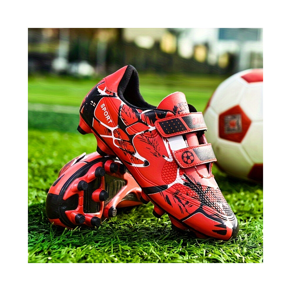 Photos - Football  Unisex Kid's Non Slip  Cleat With Spikes, Professional Comfy Breathable(Red, 11.5 Little Kid)