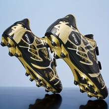 (Golden, 13 Little Kid) Unisex Kid's Non Slip Football Cleat With Spikes, Professional Comfy Breathable