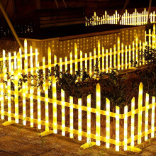 (Warm White, 2.8m(110.24in)) Solar-Powered Plastic Garden Fence Lights, Semi-Flush Mount In-Ground Outdoor Landscape