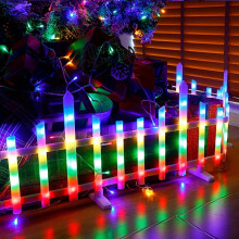 (Four Color, 2.8m(110.24in)) Solar-Powered Plastic Garden Fence Lights, Semi-Flush Mount In-Ground Outdoor Landscape