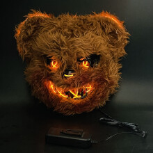 (Glowing Bloody Bear) 1pc Glow-in-the-Dark Bloody Rabbit Halloween Mask - Scary Dress Up Prop for Men