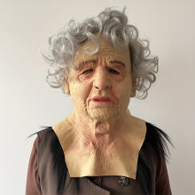 Halloween White-haired Old Lady Latex Mask - Perfect for Rave Parties, Stage Performances