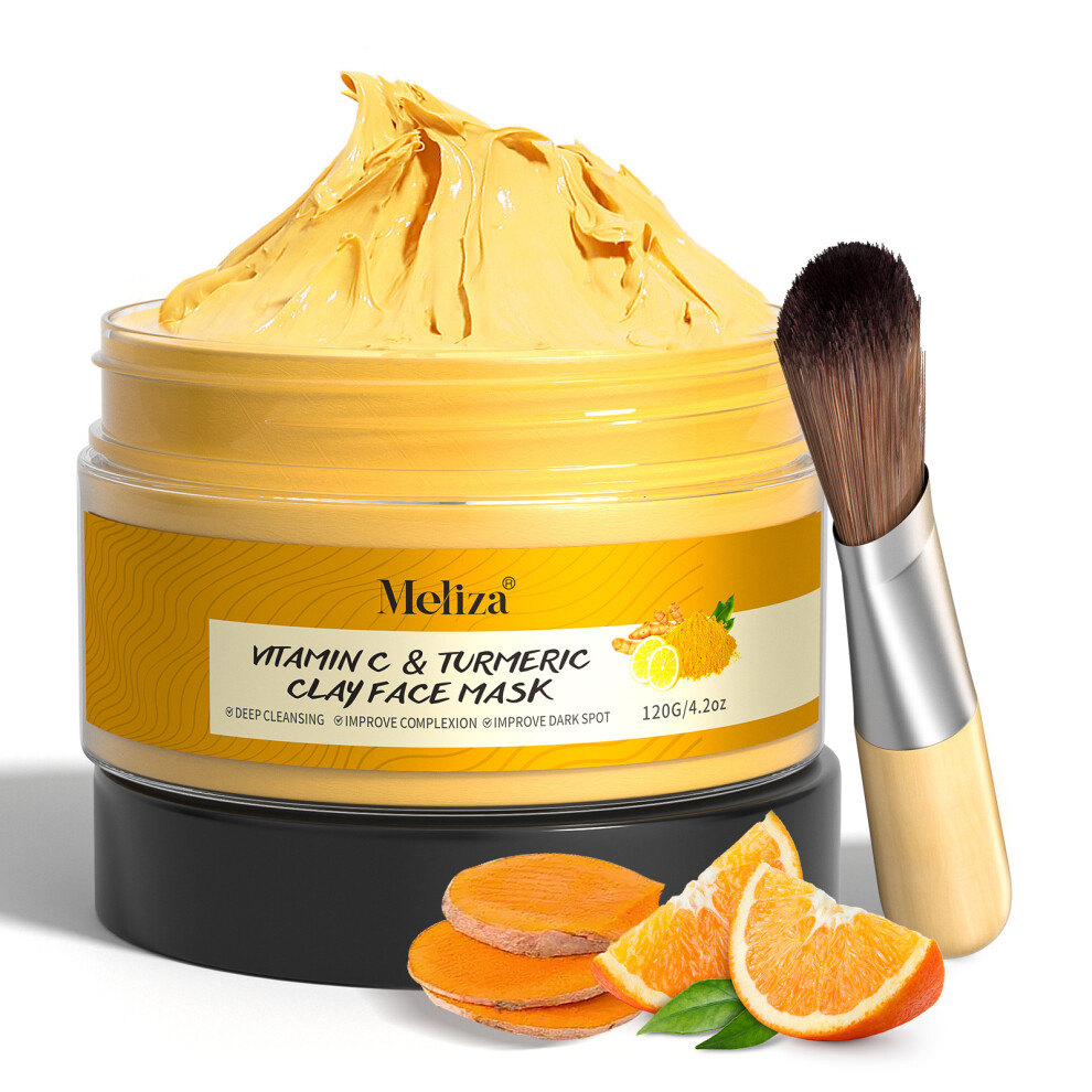 (Turmeric Vitamin C) Turmeric Vitamin C Clay Mask - Deep Cleansing and Even Skin Tone with Oil Control Benefits