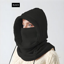 (Black) Windproof Winter Balaclava Ski Mask for Women and Men - Coldproof Neck Gaiter and Hooded Scarf