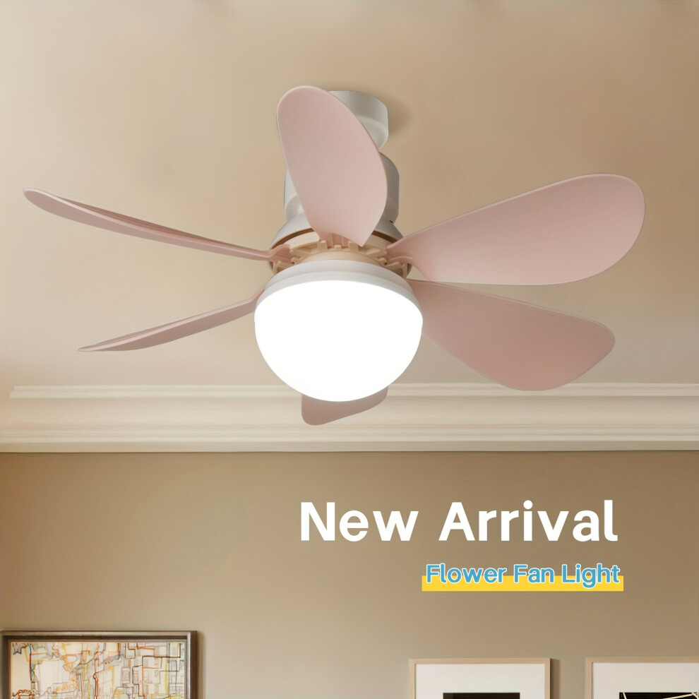 (pink) Modern 30W Ceiling Fan with Light & Remote - Perfect for Small Spaces in Kitchen