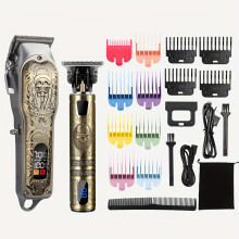 (HLT9 Skull Two-piece Set) Professional Hair Clippers Kit, USB Rechargeable Hair Clipper, Cordless Beard Trimmer