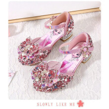 (pink, UK9.5,EUR28.Kids,18cm/7.08in( Inner length)) Kids Girls ELSA Princess Fancy Party Birthday Acrylic Bowknot new cosply Shoes