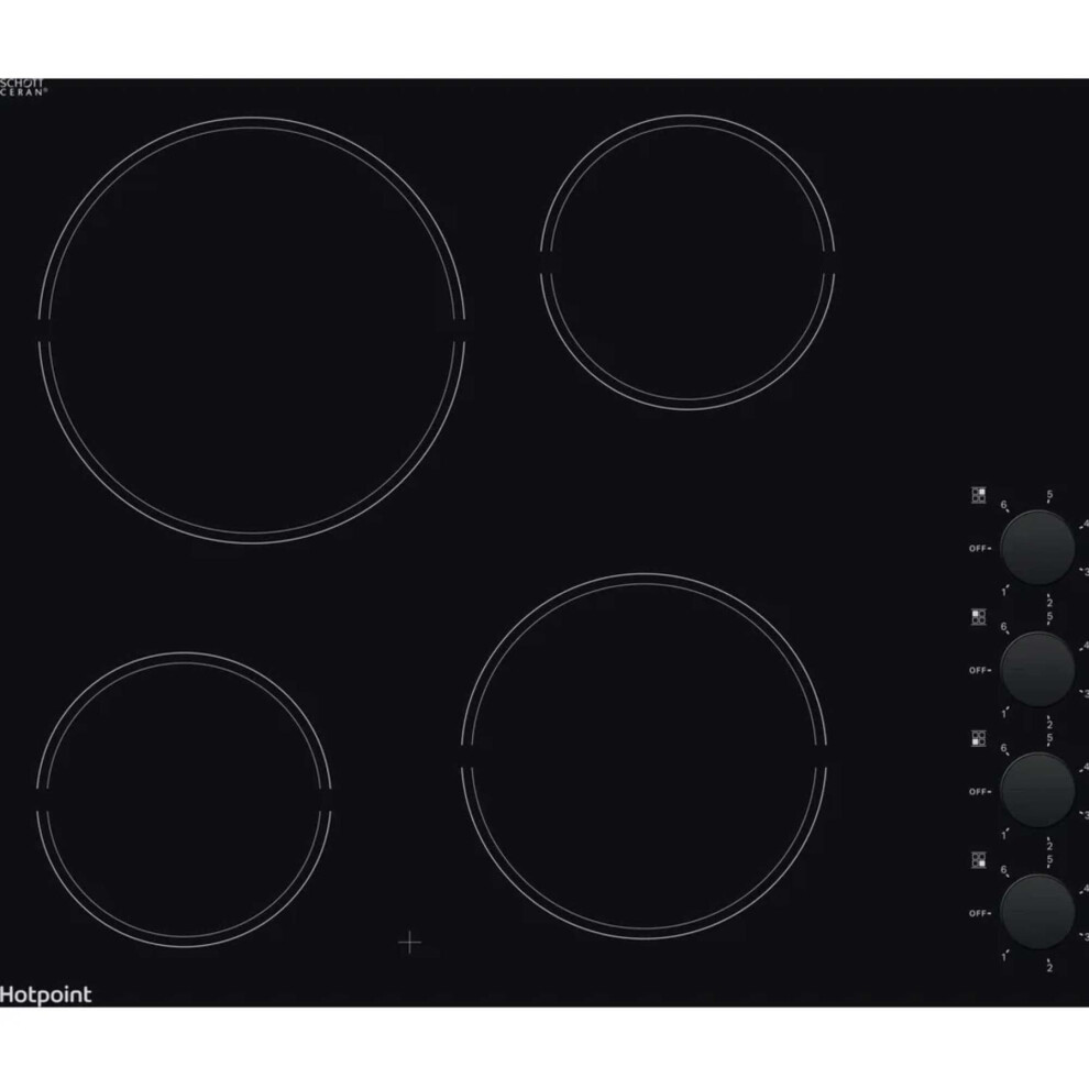 Hotpoint HR620RH 60cm Ceramic 4 Burner Hob - Black - Image 12