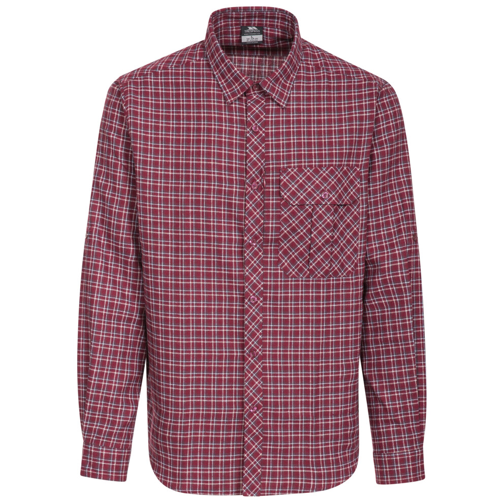 (L, Red Check) Trespass Mens Checked Shirt Long Sleeve Snyper