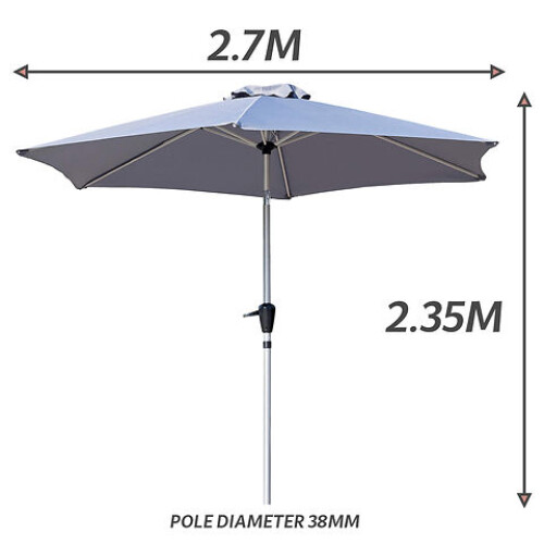 Glamhaus Tilting Garden Parasol - Grey Edition - Midnight Grey 1