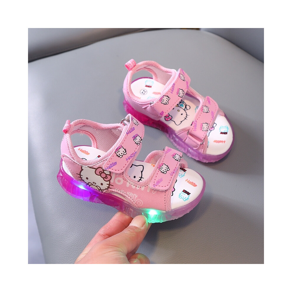 (Pink, UK 11Kids) Kids LED Luminous Shoes Sneakers Flashing Children Girls Light Up Sandals