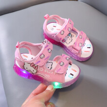 (Pink, UK 4.5Infant) Kids LED Luminous Shoes Sneakers Flashing Children Girls Light Up Sandals