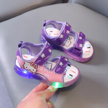 (Purple, UK 8.5Kids) Kids LED Luminous Shoes Sneakers Flashing Children Girls Light Up Sandals