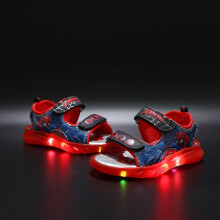 (UK 9Kids, Red) Summer Boys Spider-Man LED Light Up Shoes Luminous Flashing Beach Sandals Size