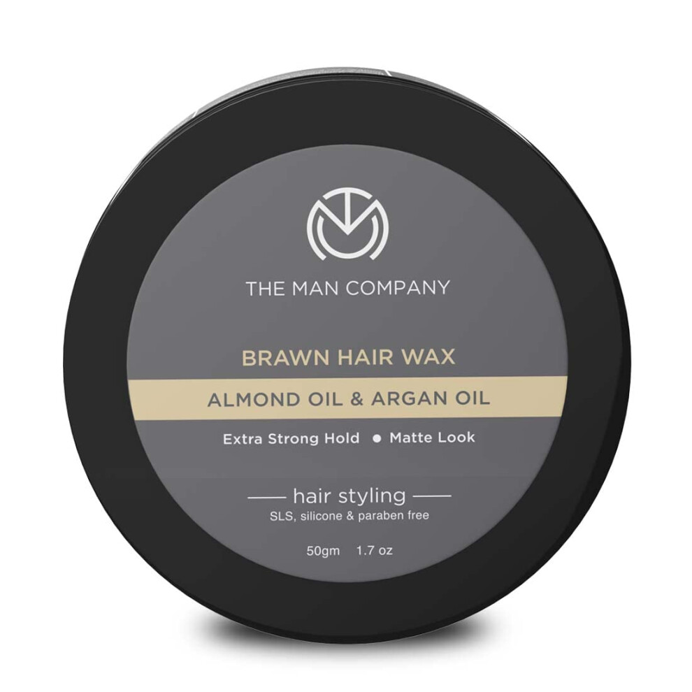 The Man Company Brawn Extra Stronghold Hair Wax for Men, Stylish Pomade Matte Finish, Hair Volumizer, Non, Sticky, 50Gm