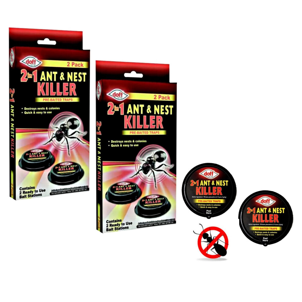 Doff Ant Bait Stations 4X Pre Baited Ant And Nest Killer Traps Ready To Use