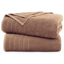 (2x Towels, Latte) Jumbo Bath Sheets 100% Pure Cotton Soft XL Towels