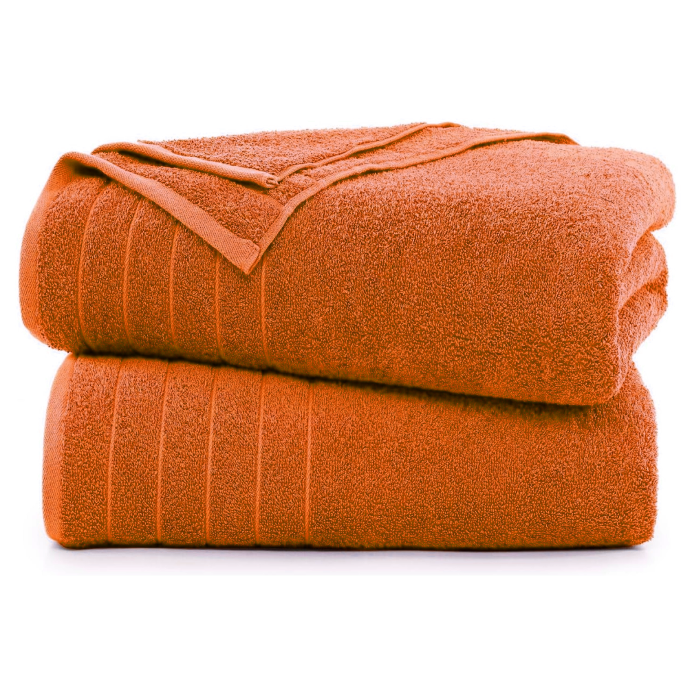 (2x Towels, Orange) Jumbo Bath Sheets 100% Pure Cotton Soft XL Towels