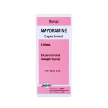Amydramine Cough Expectorant Syrup 120Ml Bottle Respiratory Relief, Cough Relief, Contain Menthol