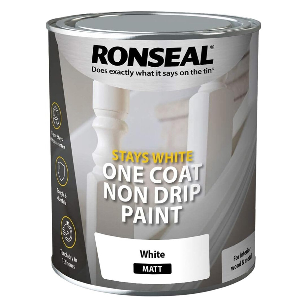 Ronseal Stays White One Coat Non-Drip Paint Matt 2.5L