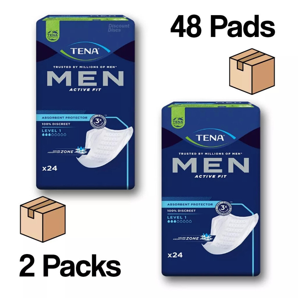 Tena Men Level 1 Absorbent Protector 48 Total Incontinence Pads