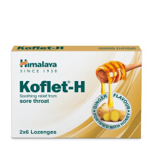 Himalaya Koflet H Lozenges Ginger Flavor 12 Count Natural Herbal Relief for Sore Throats and Coughs with Honey and Ginger