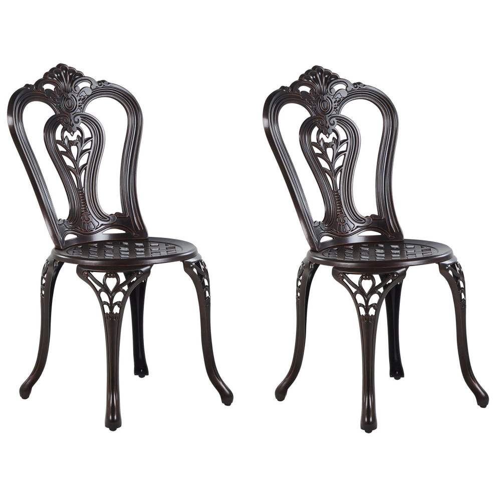 Set of 2 Garden Chairs BOVINO Metal Dark Brown