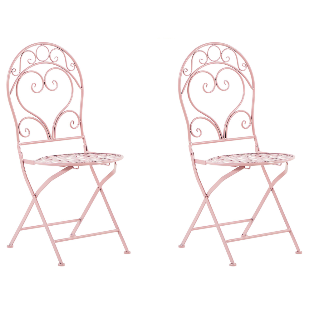 Set of 2 Garden Chairs ALBINIA Metal Pink