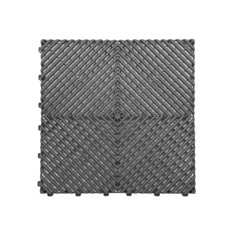 Nicoman ( Pack Of 1) Modular Interlocking Ribbed Garage Flooring Tiles Grey