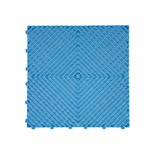 (Light Blue, Pack of 1) Modular Interlocking Ribbed Garage Flooring Tiles