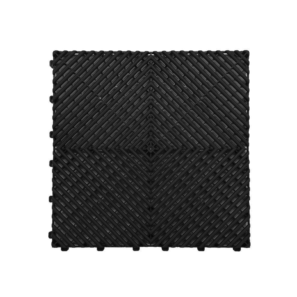 (Black , Pack of 30) Modular Interlocking Ribbed Garage Flooring Tiles