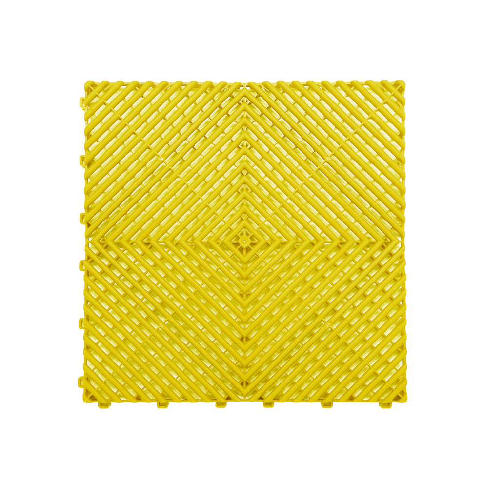 (Yellow, Pack Of 15) Modular Interlocking Ribbed Garage Flooring Tiles 5060608816606