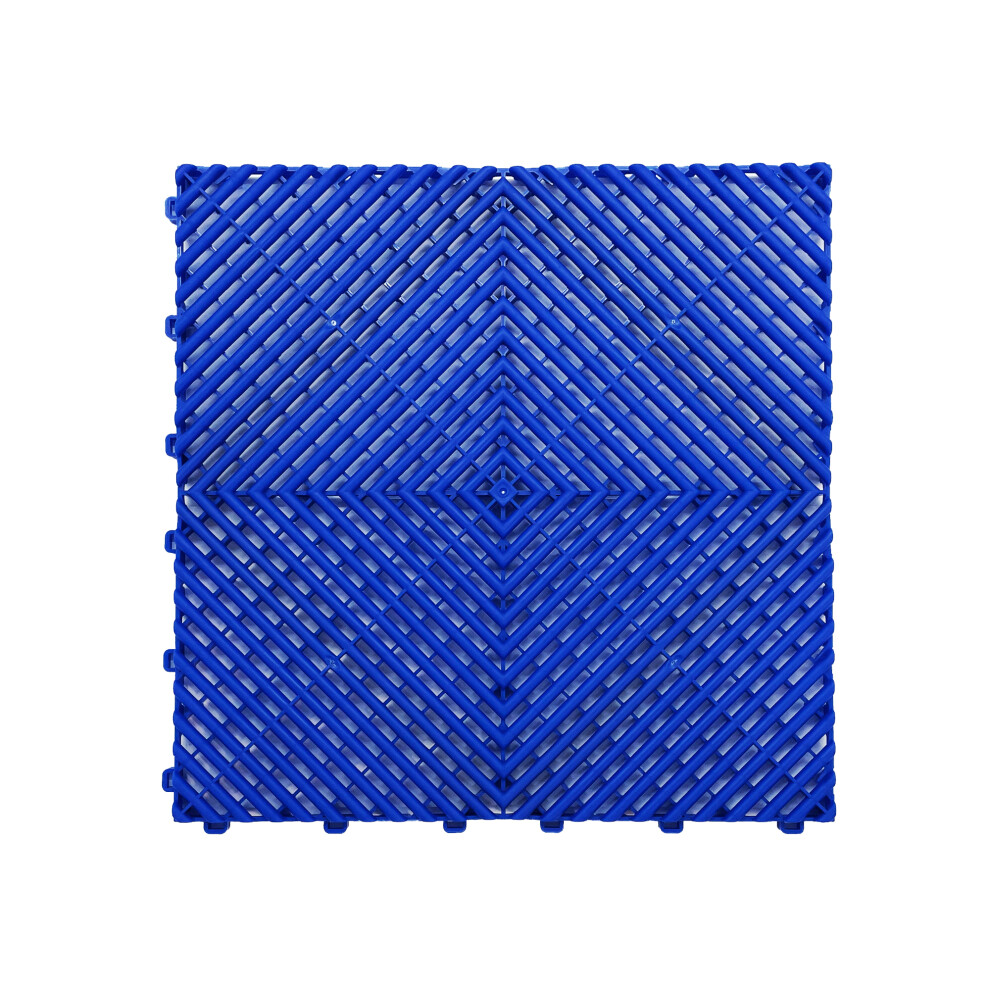 (Blue, Pack Of 15) Modular Interlocking Ribbed Garage Flooring Tiles 5060608816446