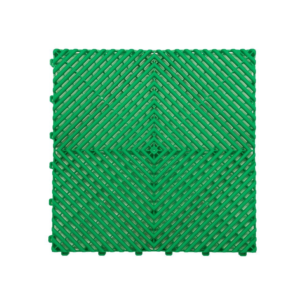 (Green, Pack Of 30) Modular Interlocking Ribbed Garage Flooring Tiles 5060608816569
