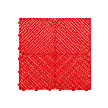 (Red, Pack of 15) Modular Interlocking Ribbed Garage Flooring Tiles