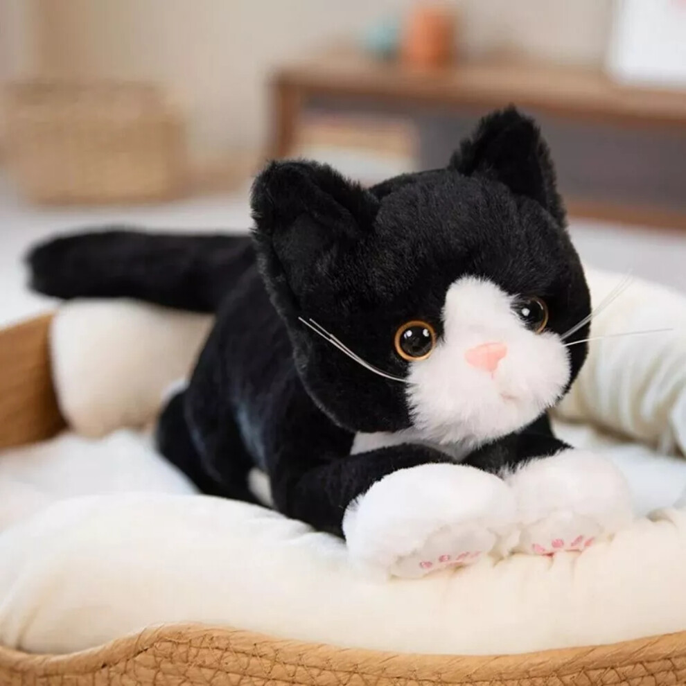 ( White) Plush Plush Kitten Pillow Cartoon Cat Plush Cat Doll Birthday Gift Black/White