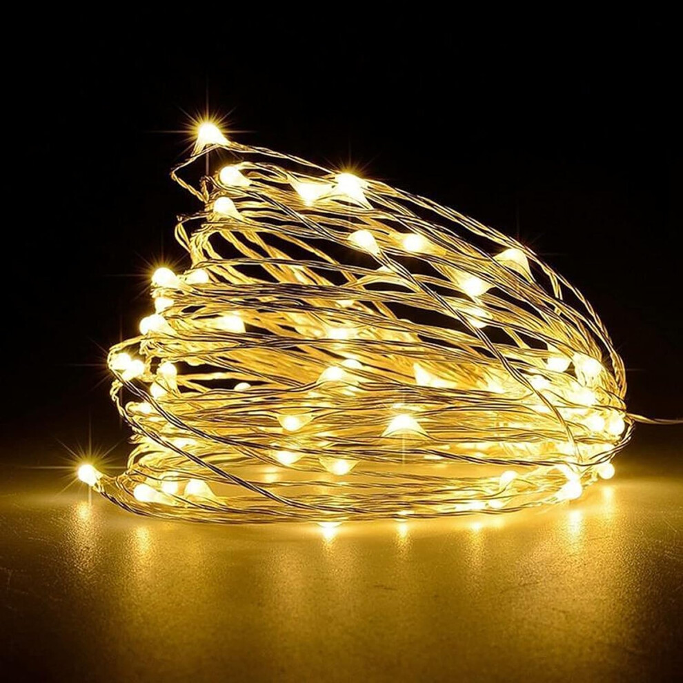 Jsdoin Fairy Lights 50 LED Battery Operated String Lights Copper Wire Light Indoor Outdoor Lighting Bedroom Wedding Christmas Tree 5M/16ft Warm White
