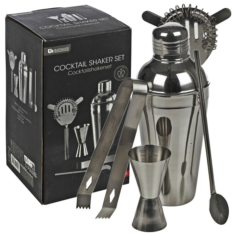 5 Pcs Bartender Cocktail Shaker Mixing Measuring Strainer Tongs Set