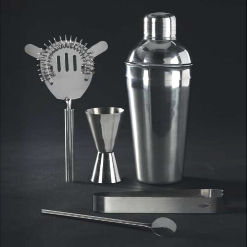 URBN-CHEF 5 Pcs Bartender Cocktail Shaker Mixing Measuring Strainer Tongs Set 1