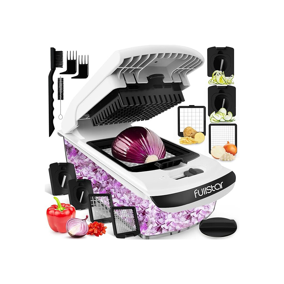 Fullstar Store Vegetable Chopper Vegetable Cutter Veggie Onion Salad Food Chopper Manual Potato Chipper Veg Chopper And Dicer Kitchen Tools/Gadgets (4-In-1 ) White