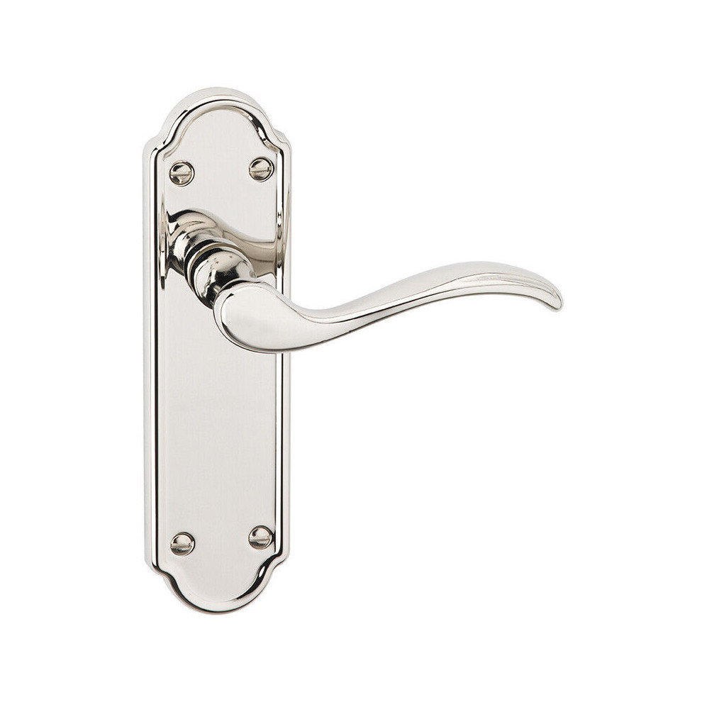 (Polished Nickel Plain) Metal Lever Latch Door Handles Set Round Rose