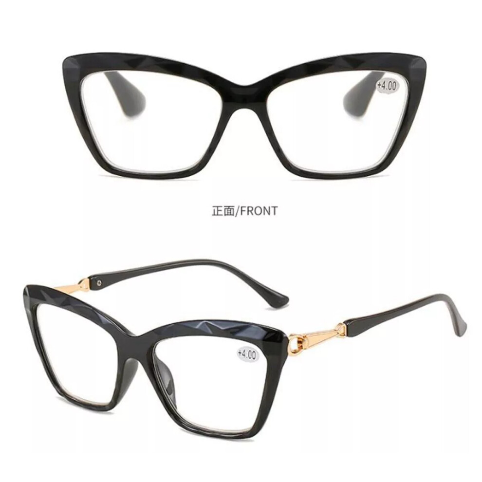 (Black, 1 Piece Pack) Women Stylish Cat Eye Black Gray Brown Reading Glass +1.0~+4.0 4.5 5.0 5.5 +6.0-image-OPC-PDY7N7R-NEW