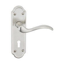 (Satin Nickel Keyhole) Metal Lever Latch Door Handles Set Round Rose