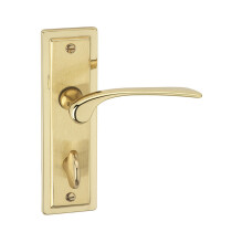 (Polished Brass Bathroom) Dual Metal Lever Latch Door Handles Set Round Rose