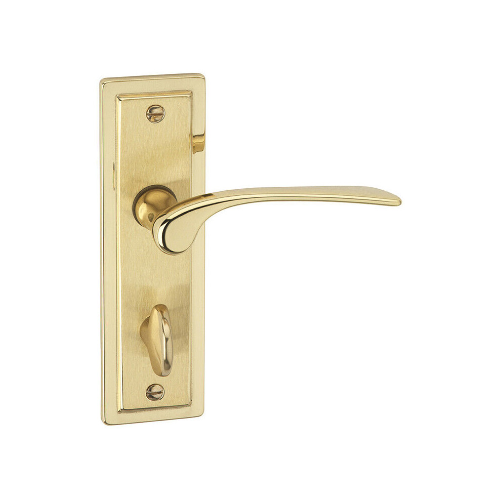 (Polished Brass Bathroom) Dual Metal Lever Latch Door Handles Set Round Rose